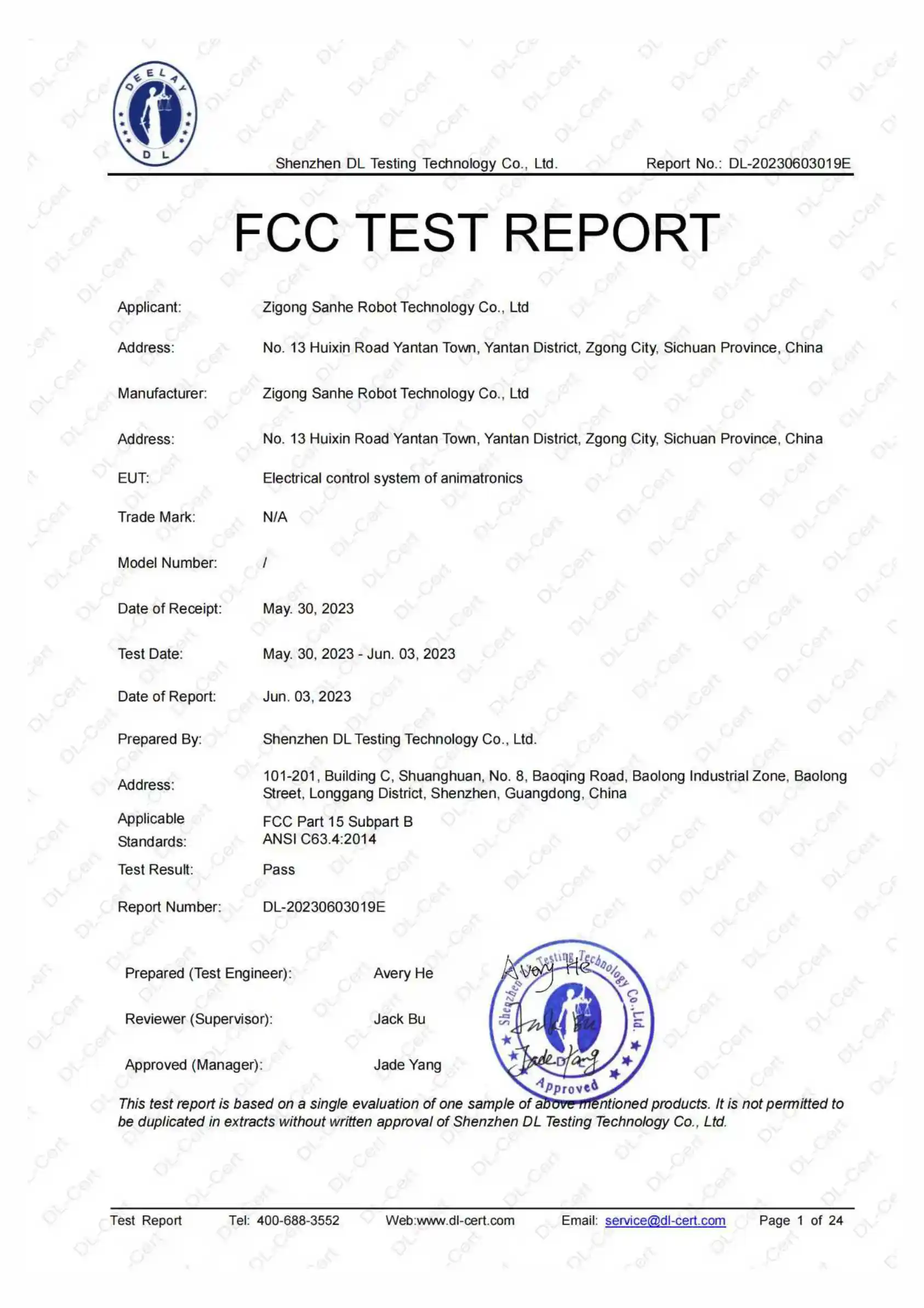 Sanhe FCC Certificate