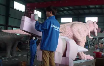 foam shaping process for animatronic dinosaur body structure