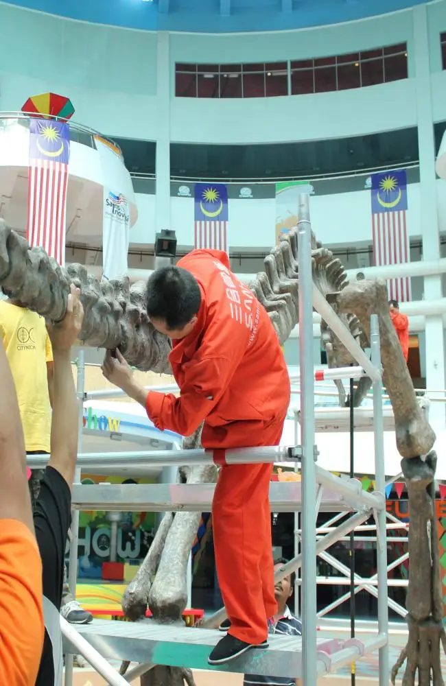 technician installing animatronic system on site