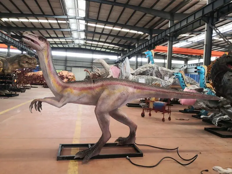 Dynamic Ornithomimus animatronic with running pose - demonstrating dinosaur running speed through precision engineering